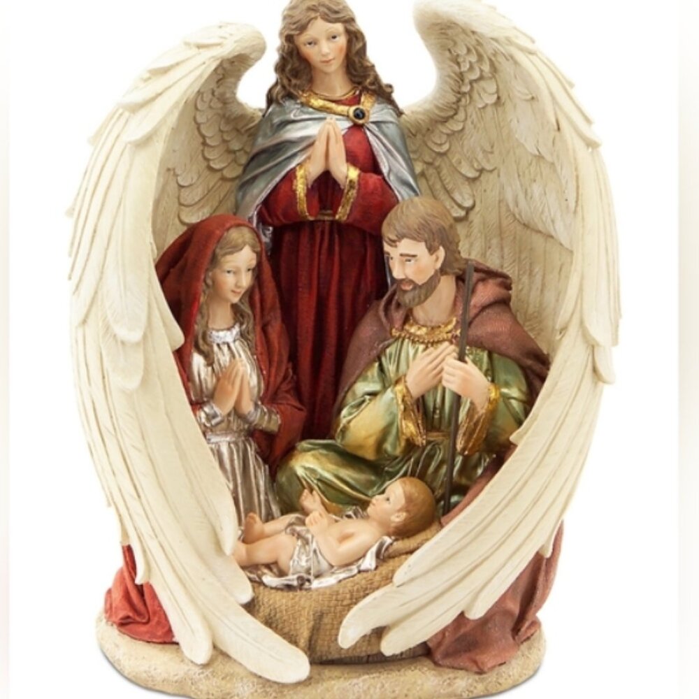 Enfolding Wings Nativity Figurine Angel Joseph Mary Baby Jesus christmas decor * - Picture 10 of 10